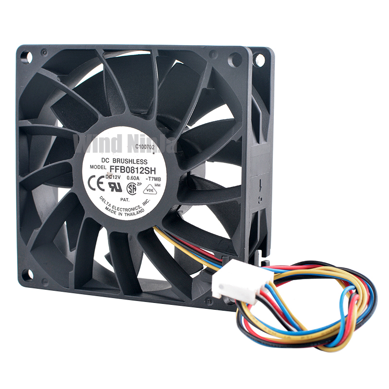 FFB0812SH 8cm 80mm fan 80x80x25mm DC 12V 0.60A 4pin Dual ball bearing high speed Axial flow fan cooling fan for chassis CPU