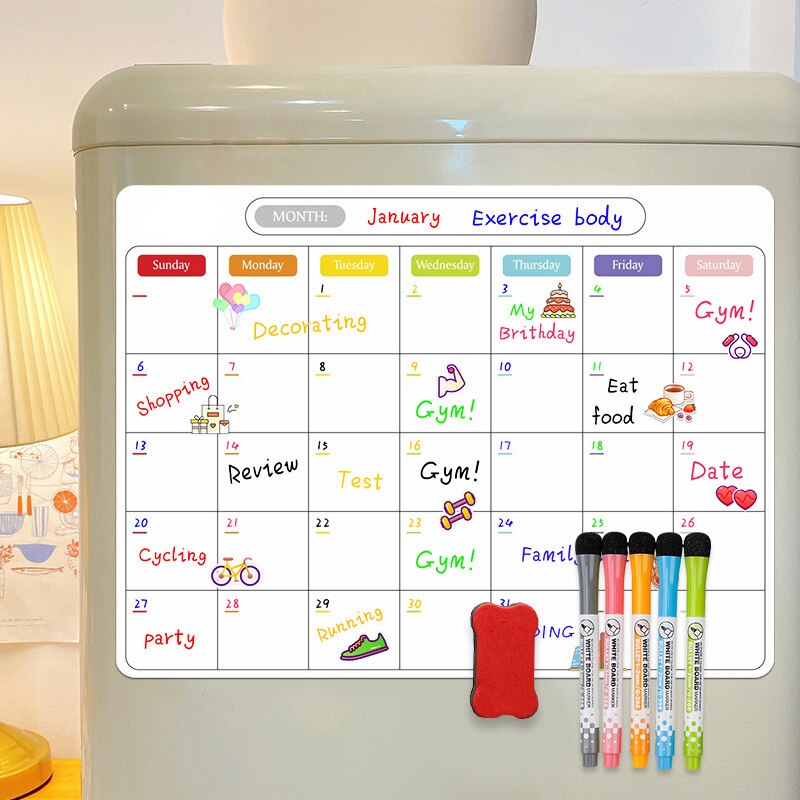 Magnetic Dry Erase Calendar Whiteboard Fridge Magnet Daily Message Stickers For Organizer Schedule Planner To Do List Notepad