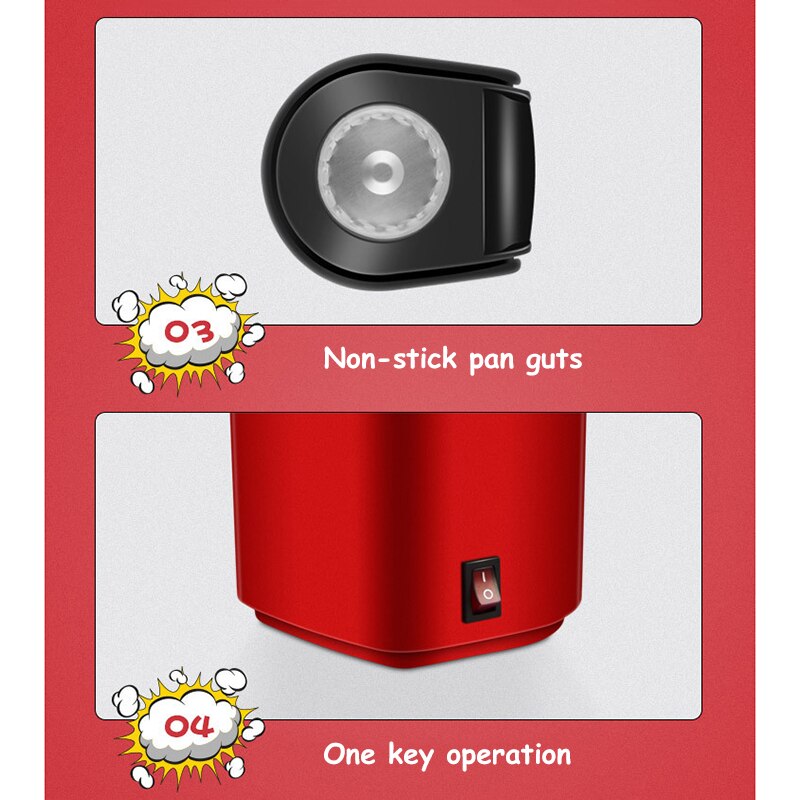 1200W Air Popper Popcorn Maker with Protaction Cover and Measuring Cup Electric Machine Kitchen Supplies C66