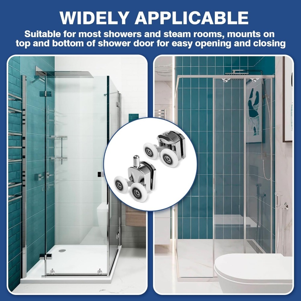 Shower Door Rollers 23mm Zinc Alloy Shower Door Wheels Curved Shower Rollers with Anti-Collision Block Bathroom Door Accessories