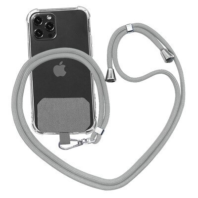 Telefoon Lanyard Verstelbare Afneembare Nekkoord Lanyard Strap Mobiele Telefoon Strap Universele Crossbody Nylon Patch Telefoon Lanyards: Gray