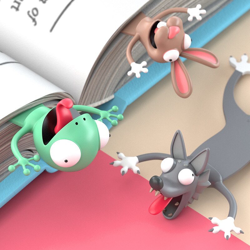 3D Cartoon Dieren Bladwijzer - Leuke Kat, Panda, Haai - Kawaii Pagina Marker voor Kinderen & School
