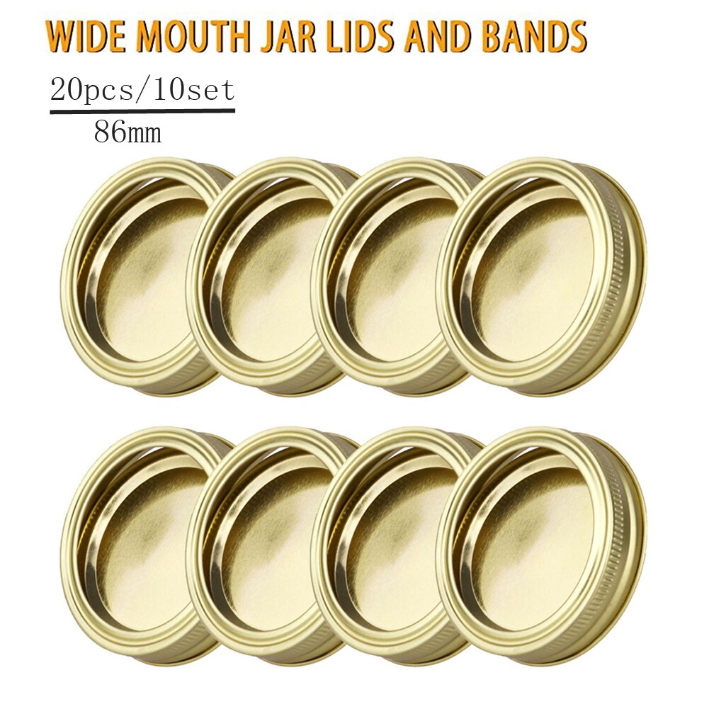 70/86mm Mason Jar Lids with Discs Wide Mouth Canning Mug Glass Lid Stainless Steel Top Covers Rust Resistant Screw Bands Rings: B2