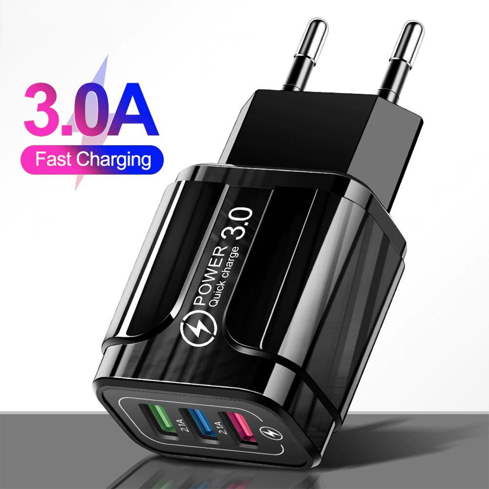 Usb Fast Charger 3 Poorten Quick Charge 3.0 Eu Us Plug Mobiele Telefoon Lader Voor Samsung Xiaomi Iphone QC3.0 opladen Adapter