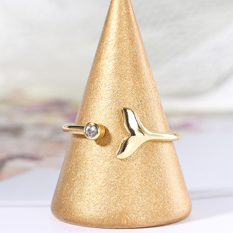 Verstelbare Mermaid Tail Vrouwen Ring Goud Kleur Dainty Ringen Met Zirkoon Opening Voor Meisjes Trend Sieraden r385