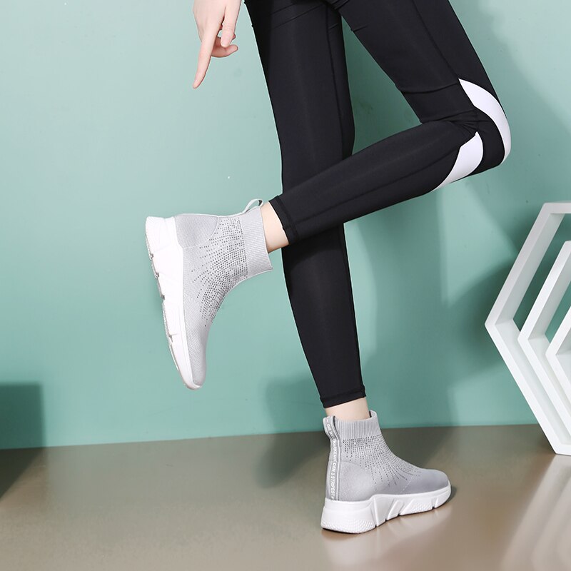 Sneakers kvinder dansesko moderne tango komfortable fitnesssko sport blød bund sko lette til damer sort grå