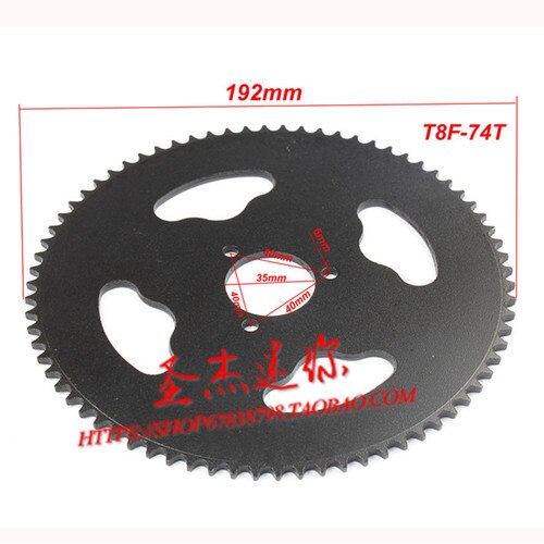 38 44 54 64 74 tann 38t 44t 54t 64t 74t t8f 35mm bakhjul mini moto atv quad dirt pit pocket bike cross 47cc 49cc deler: T8f-35mm-74t