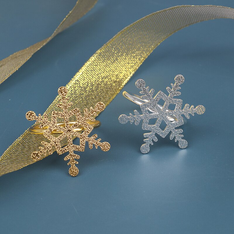 6 Pcs Christmas Snowflake Shaped Napkin Rings Dinning Table Setting Christmas Snowflake Napkin Button Napkin Ring