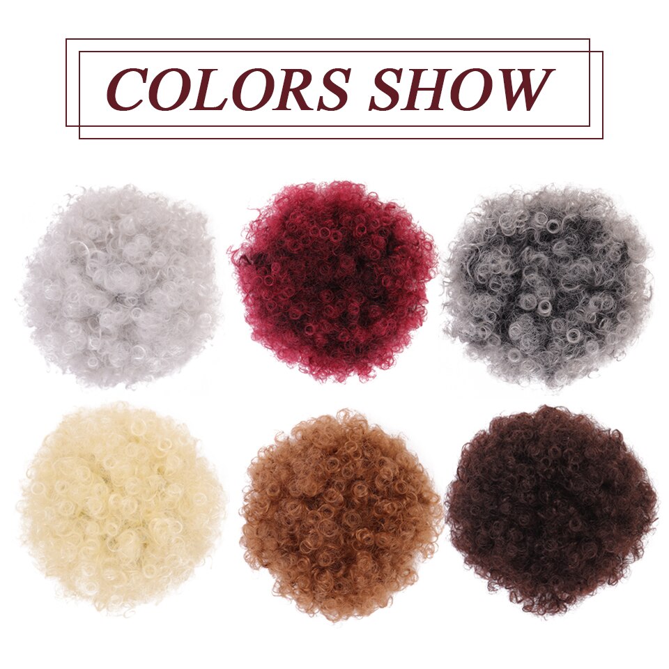 HUAYA Synthetic Puff Afro Bun African American Kinky Curly Clip Extension Girl Updo Chignon Drawstring Hairpiece