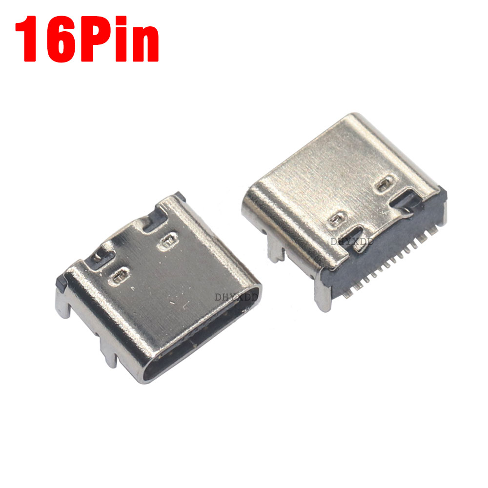 USB 3.1 Tipo C Conector De Solda PCB, 16Pin Feminino SMT Soquete, Porta de carregamento, 10Pcs