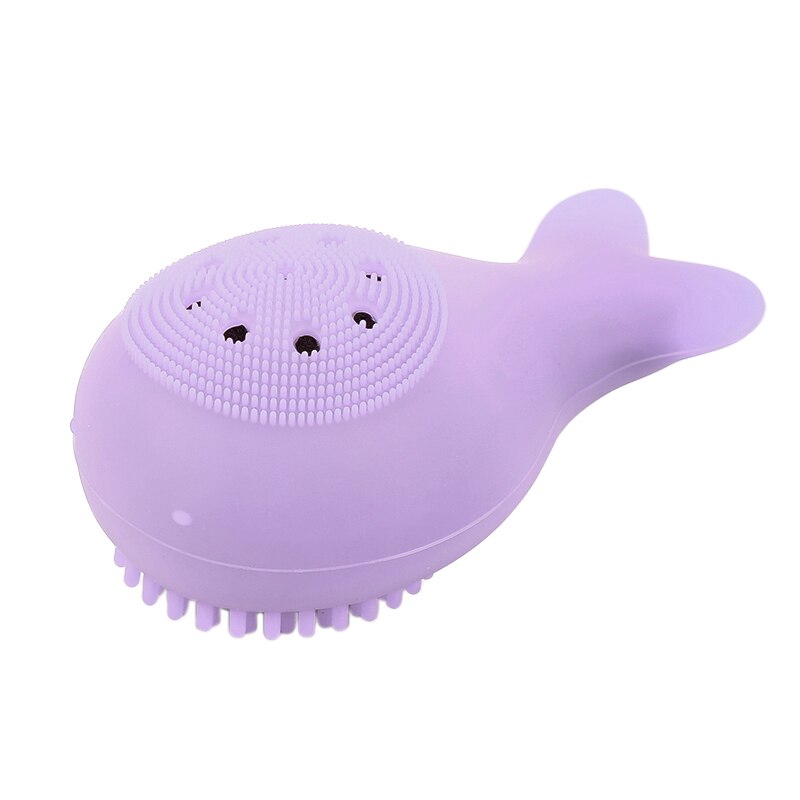 1pcs Silicone Small Whale Wash Brush Whale Cleansing Brush Cleansing Instrument Clean Nose Brush Cleansing Tool: Light Purple(opp)