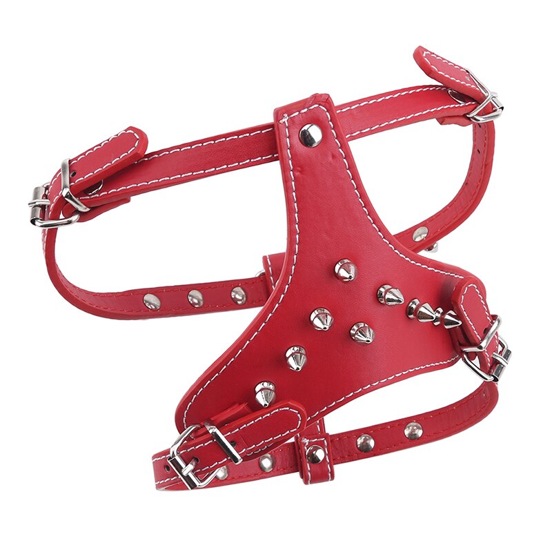 PU Leather Spiked Studded Dog Harness Pet Pitbull Adjustable Harness Collar For Medium Large Dogs Boxer Bull Terrier