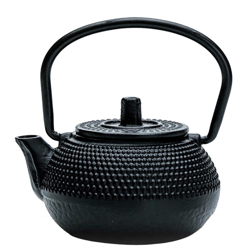 Decorative Small Tea Kettle Cast Iron Teapot Tabletop Ornament Adornment Mini Iron Teapot Kitchen Supplies: black