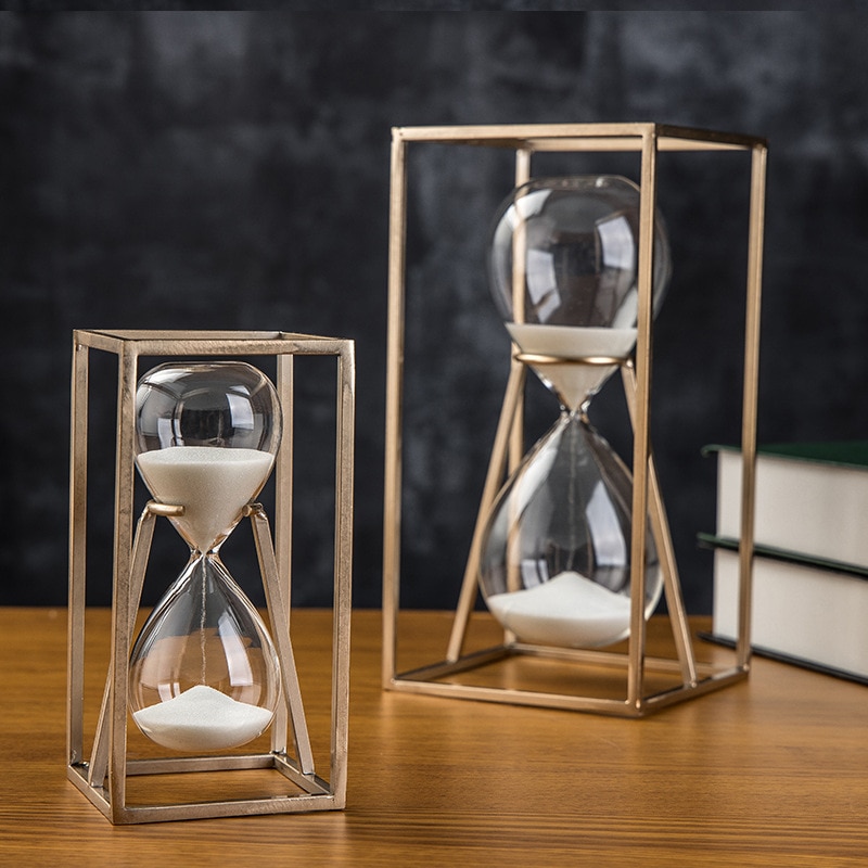 15min Square Frame Simple Hourglass Metal Rotating Hour Glass Office Desktop Decor Kitchen Timer Yoga Sand Clock Xmas Timer