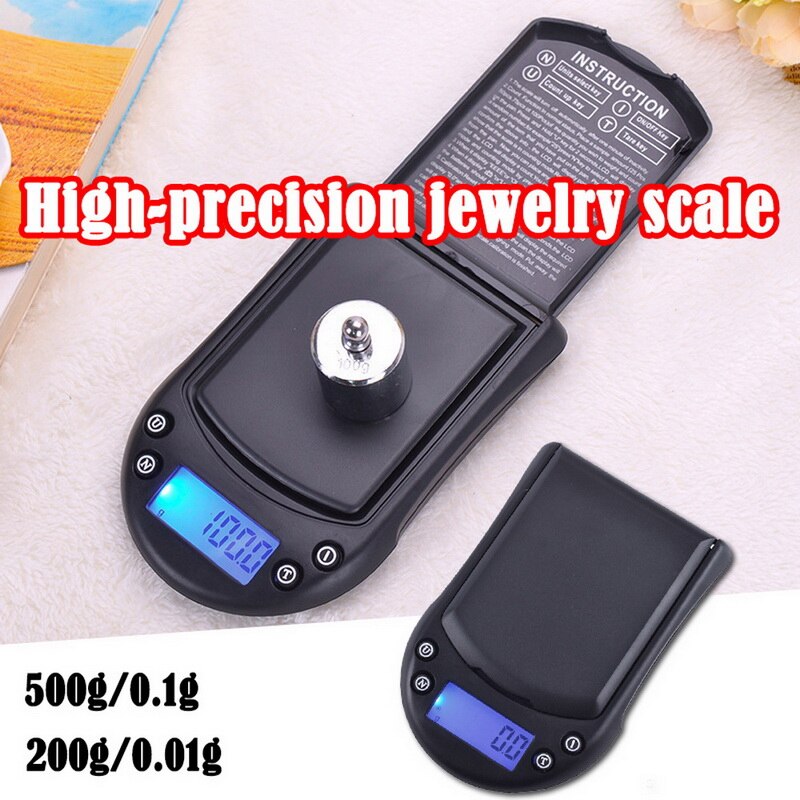 500/200G 0.01G Pocket Digitale Weegschaal Precisie Mini Sieraden Elektronische Weegschalen G/Oz/Ct/ ozt Backlight Gewicht Balance