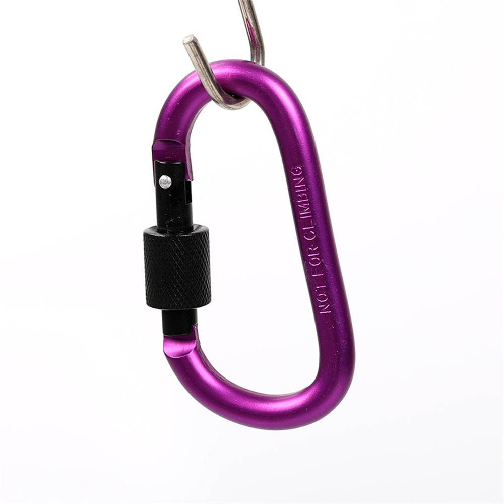1set = 6 Uds de aleación de aluminio de la audaz tuerca larga hebilla mosquetón No 8 D-Tipo de llavero mosquetón con tornillo de bloqueo para acampar y pescar: purple
