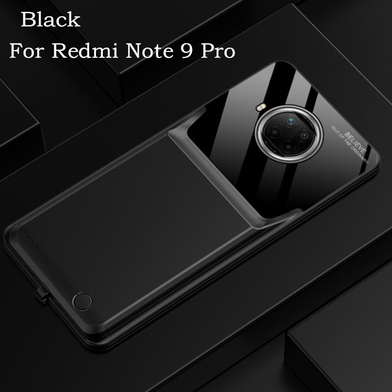Funda de batería portátil para Xiaomi Redmi Note 9 Pro, cargador de batería, funda: Black For Note 9 Pro