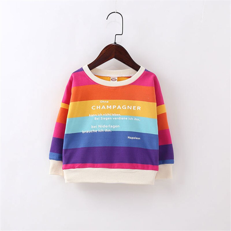 1-6 ans coton bébé garçons filles T-shirt vêtements à manches longues arc-en-ciel chemises printemps hiver enfant garçon fille vêtements Blouse hauts: Rose / 3 to 4 Years Old