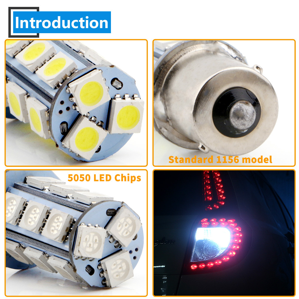 2X DC12V P21W 1156 BA15S 1157 5050 18 SMD LED Bulb Car Light Turn Signal Backup Reverse Tail Lamp White Blue Red Green Amber