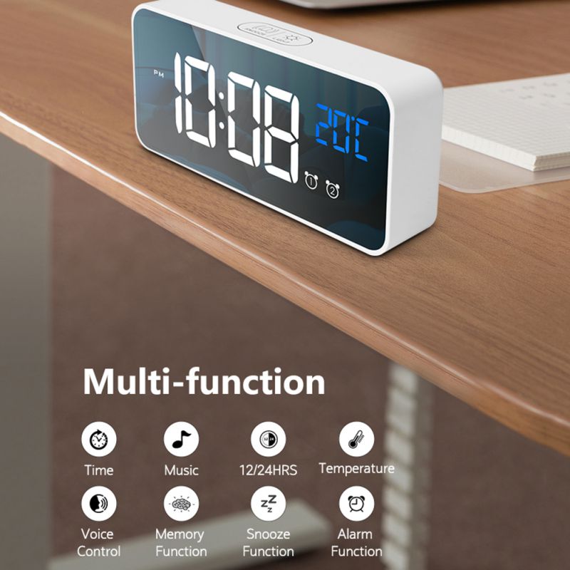 Reloj despertador USB duradero LED despertador Digital Control de voz inteligente Visualización de temperatura relojes electrónicos decoración del hogar