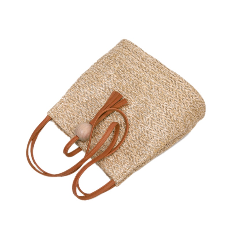 Bali vintage artesanal crossbody bolsa de couro palha redonda praia saco meninas círculo rattan saco pequeno boêmio bolsa de ombro (marrom)