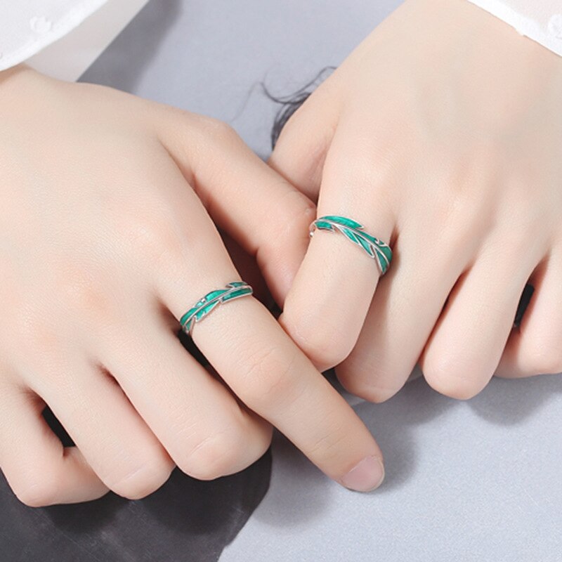 2 stk blader kjæresteparringer satt sol og måne minimalistisk justerbar ring for menn kvinner forlovelse #39 smykker