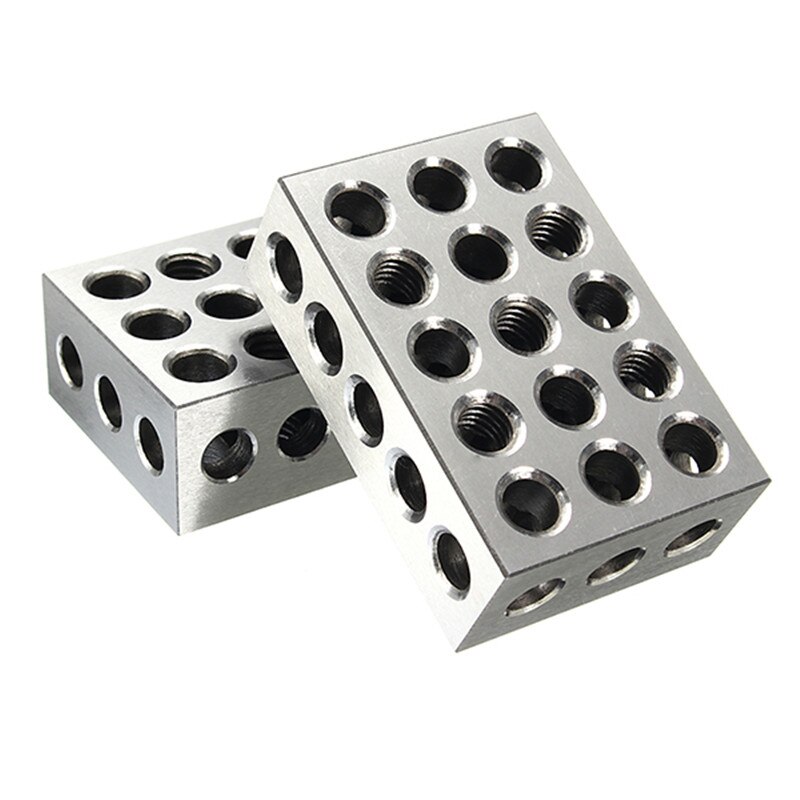 2Pcs 25x50x75mm Hardened Steel Blocks 23 Holes Parallel Clamping Block Lathe Tools Precision 0.005mm for Machine Tool