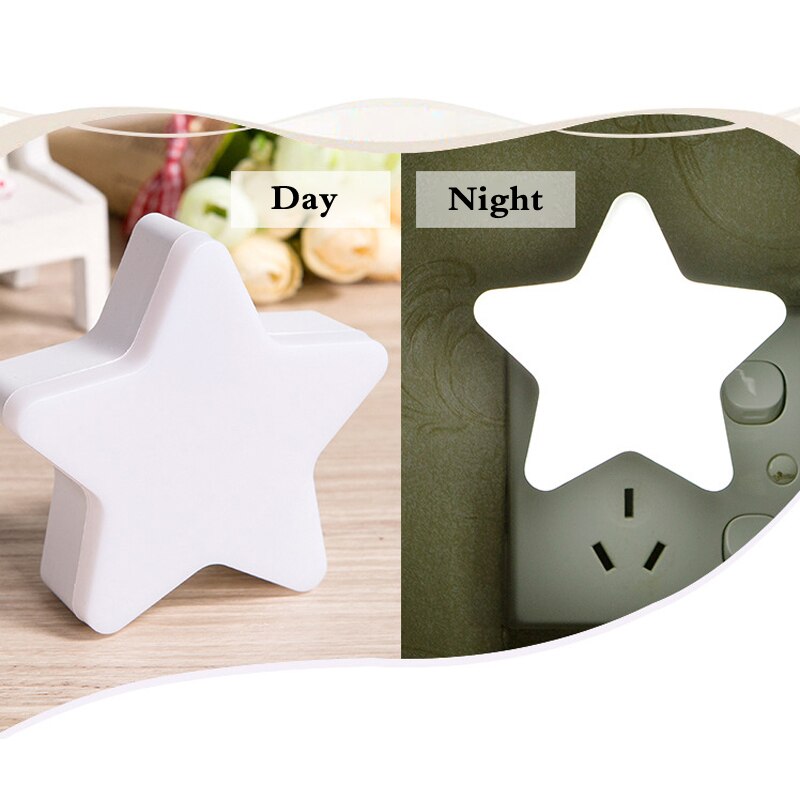 Børnesoveværelse sengelampe med baby søvn legetøj mini stjerne ført natlys eu stik stjerne lys sensor kontrol legetøj til mørk nær: Hvid