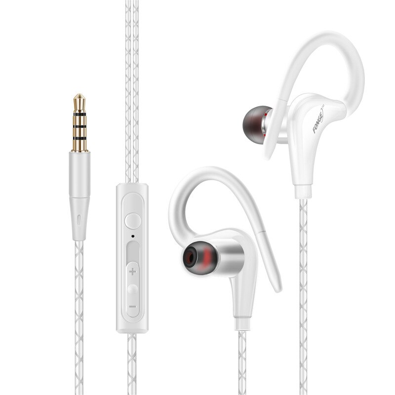 3.5mm Oor opknoping Sport oortelefoon 1.25 m oorhaak Bedrade Hoofdtelefoon Voor iPhone smartphone In-Ear Waterdichte Headsets Met Microfoon: White