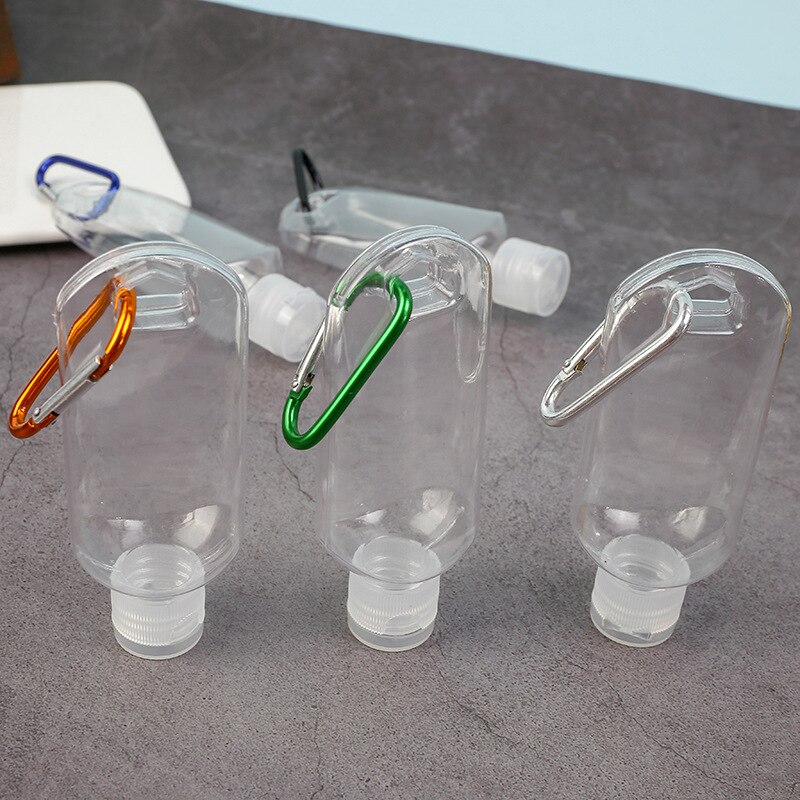 Plastic Travel Bottle Transparent Refillable Carabiner Hook Shampoo Sanitizer Alcohol Containers Empty Keychain Storage Bottle