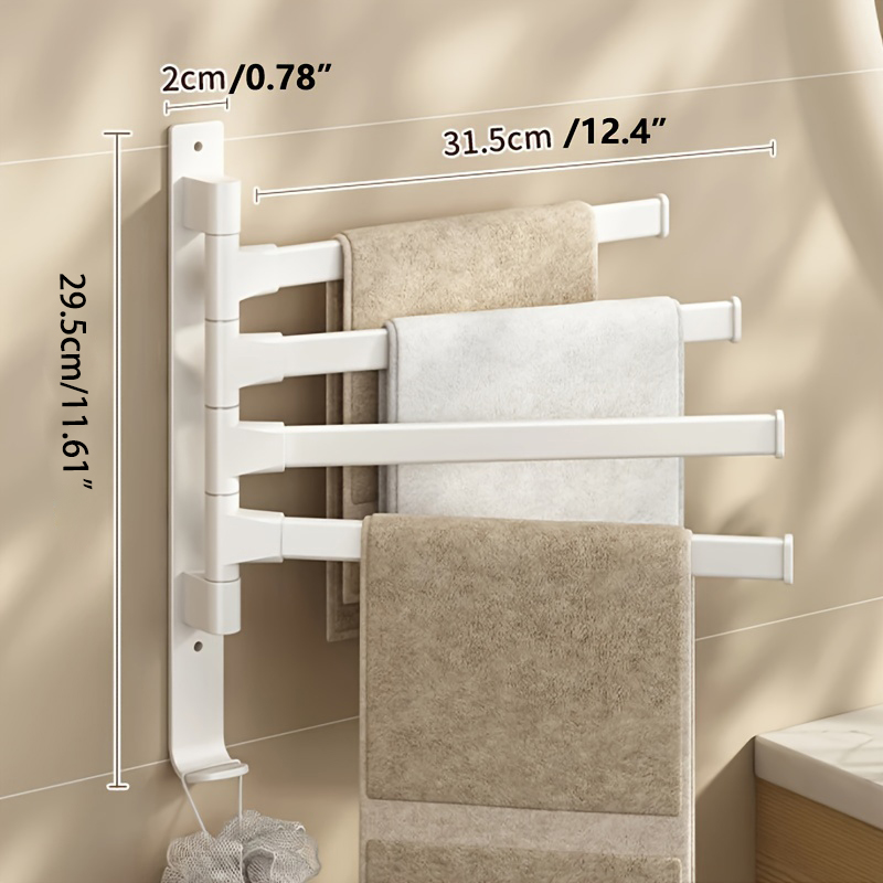 Bathroom Towel Rack Rotatable Towel Holder Space Aluminum 2/3/4/5-Bar Towel Hanger Kitchen Shelf Paper Hanging Wall Mounted: PURPLE