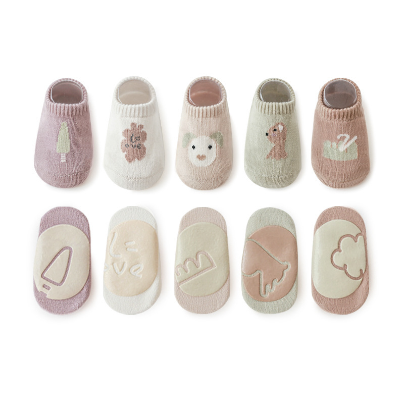 5 pares/lote 2022new 0-3years antiderrapante não skid tornozelo meias com apertos para o bebê da criança crianças meninos meninas todas as estações meias de algodão: 1-3years