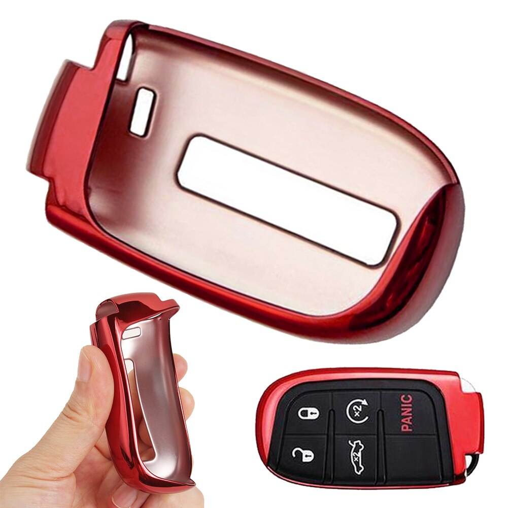 1 X Rode Tpu Smart Remote Key Cover Keyless Fob Shell Case Pak Voor Chrysler Voor Jeep Modieuze Uiterlijk Oog catching