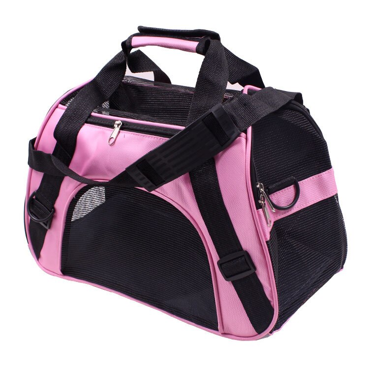 Pet Cat Carrier Rugzak Messenger Draagtas Uitgaande Reizen Pakketten Ademend Huisdier Handtas Voor Kleine Hond: Roze / Medium(47x24.5x33cm)