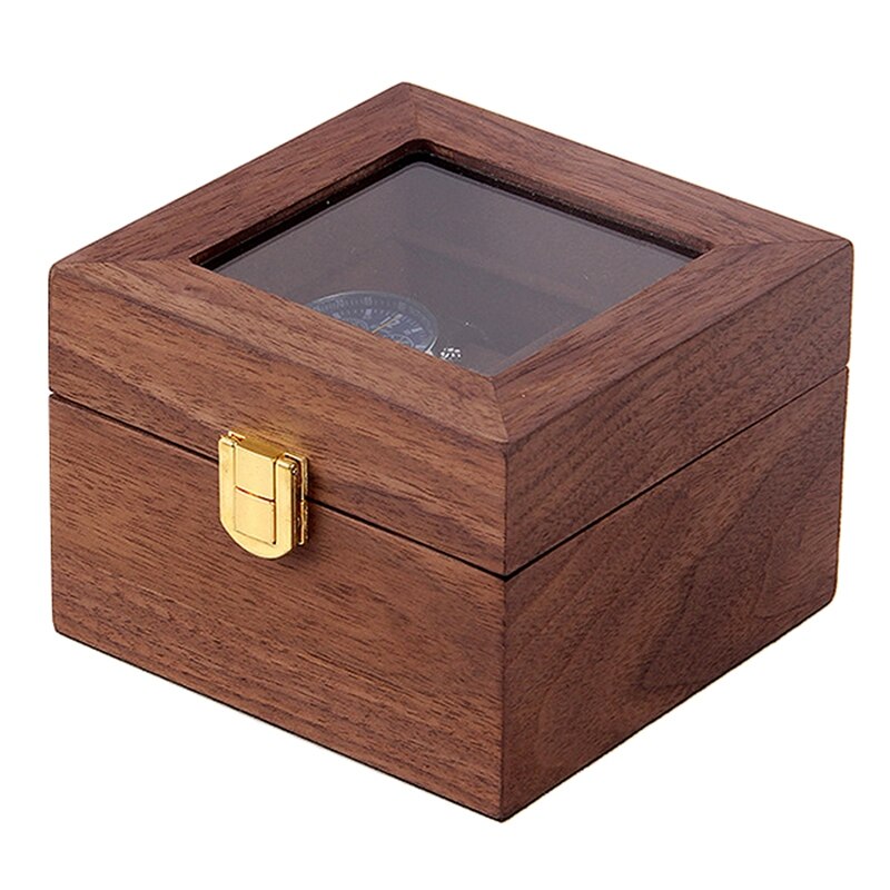 2 Slots Retro Red Wooden Watch Display Case Couple Watches Box Holder Jewelry Collection Storage Watch Organizer Box Casket: Walnut Grain