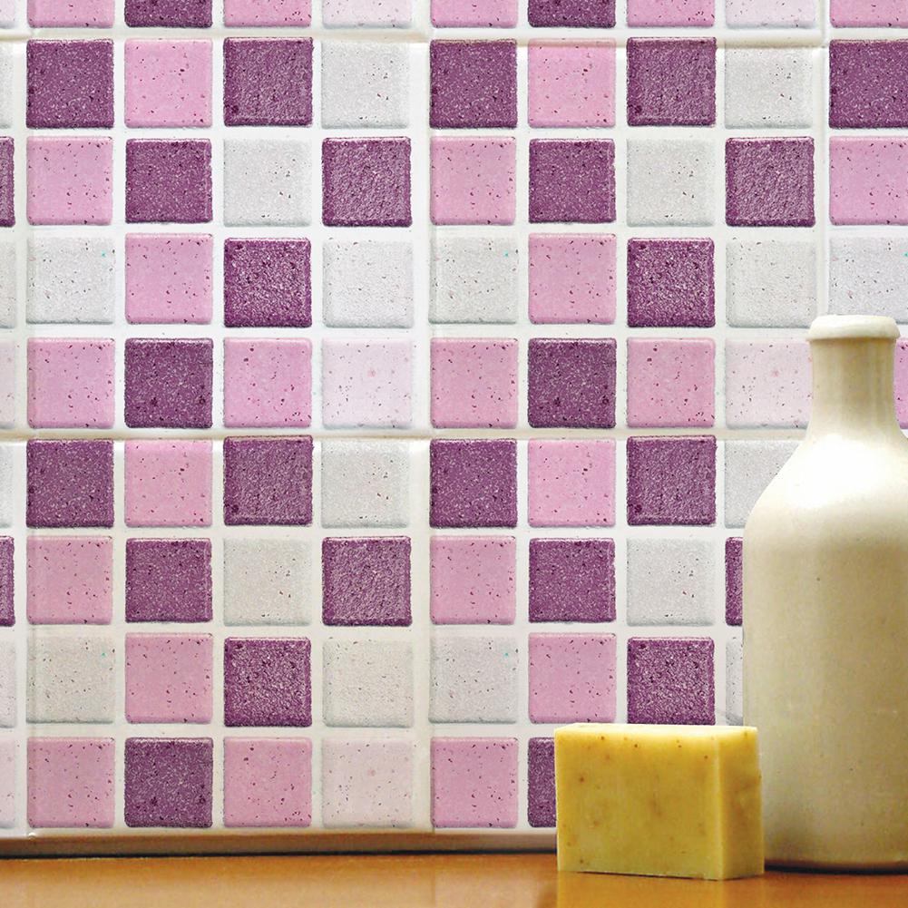 18Pcs Anti-Olie Roze Mozaïek Zelfklevende Tegel Muursticker Voor Keuken Badkamer Decor