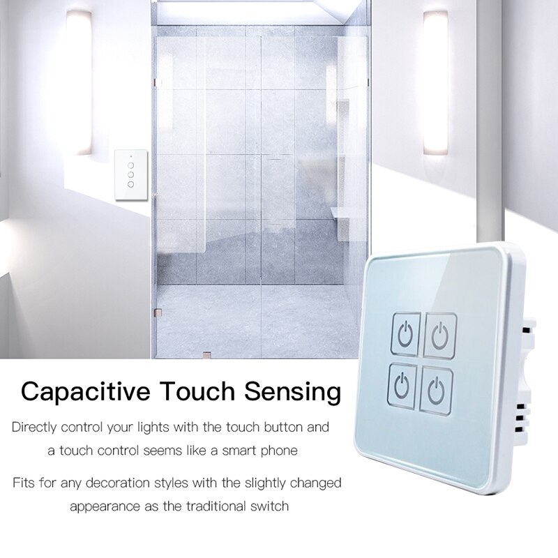 ZIGBEE Tuya EU Standard 4 Gang Smart Touch Switch Tempered Glass Panel Wall Light Switch Work With Alexa Google Home