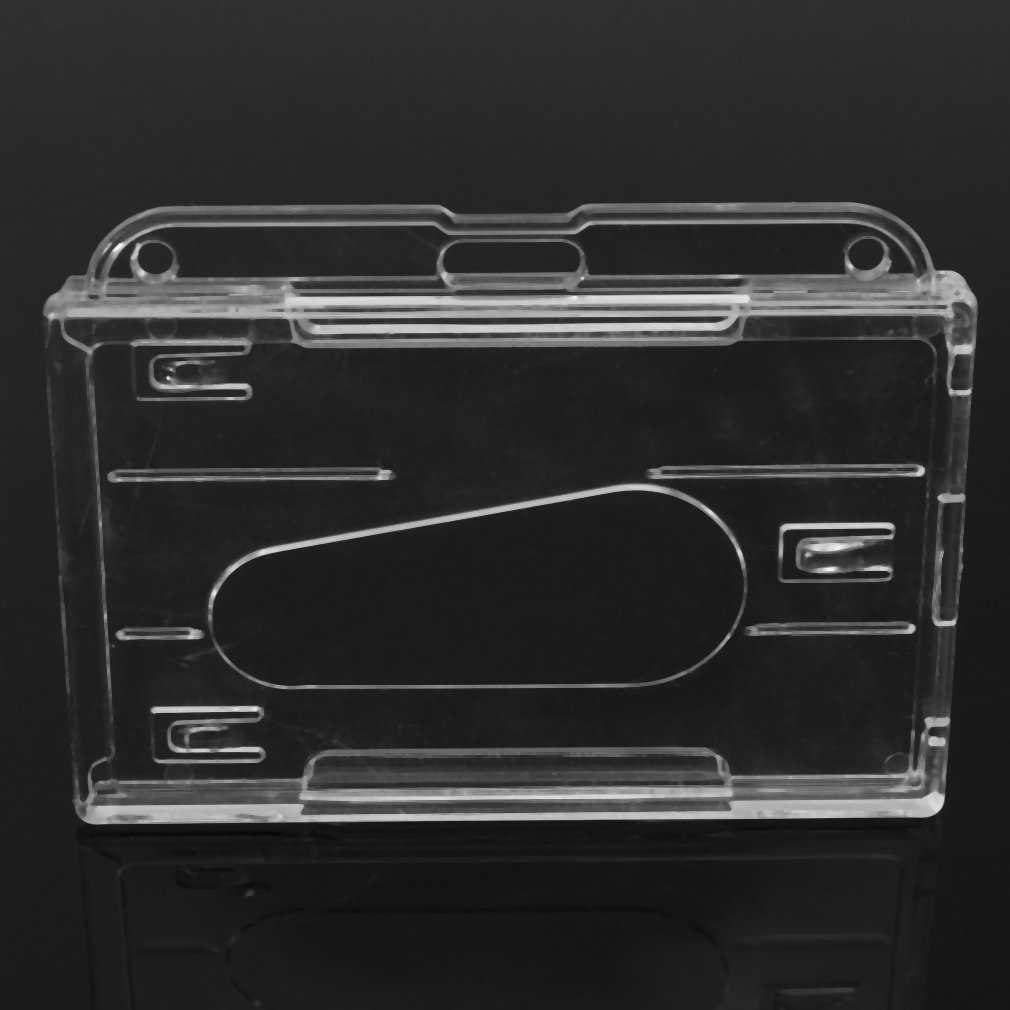 1 stk hårdplastisk kortholder med dobbelt ansigt gennemsigtig klar vandret id-badgeholder kortdæksel let adgang tommelfinger