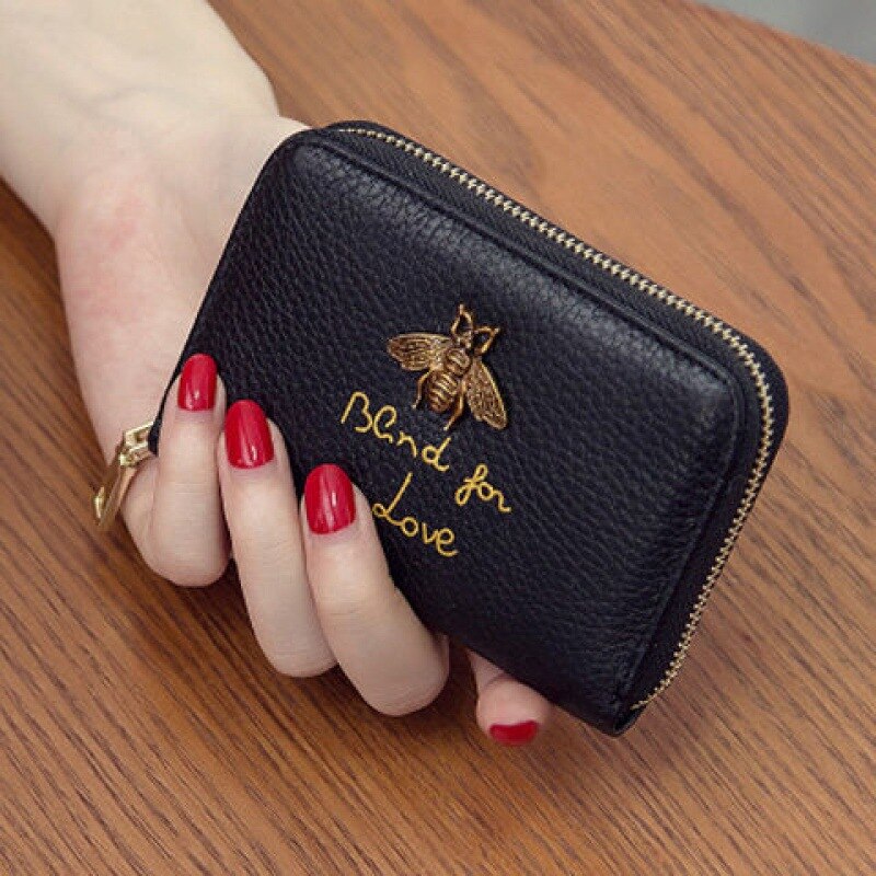 Multifunctional Organ Card Holder Female Zipper Male Cute Coin Purse Female Bank Business Card Holder Bus Card Set: Black