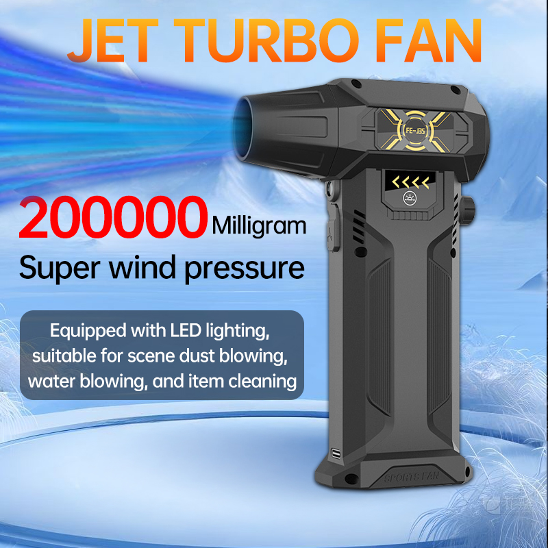 200000 Souffleur d'air électrique RPM, ventilateur turborétique, moteur sans balais, ventilateur puissant à grande vitesse, chargement USB, collecteur de poussière puissant