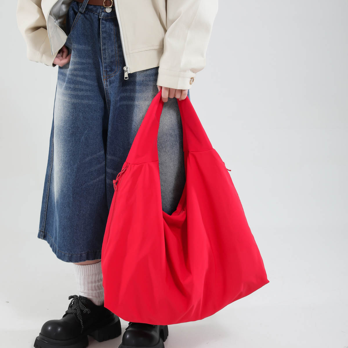 Bolso de compras grande de tela suave de color sólido, bolso de gran capacidad para viajes diarios, bolso grande de hombro