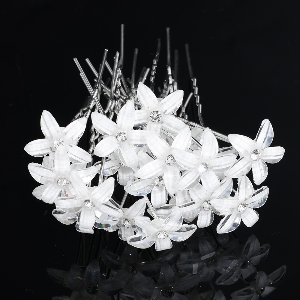 Kolor srebrny perła Rhinestone ślubne grzebienie do włosów akcesoria do włosów dla kobiet akcesoria ozdoby do włosów biżuteria ozdoba ślubna do włosów: 20Pcs 17