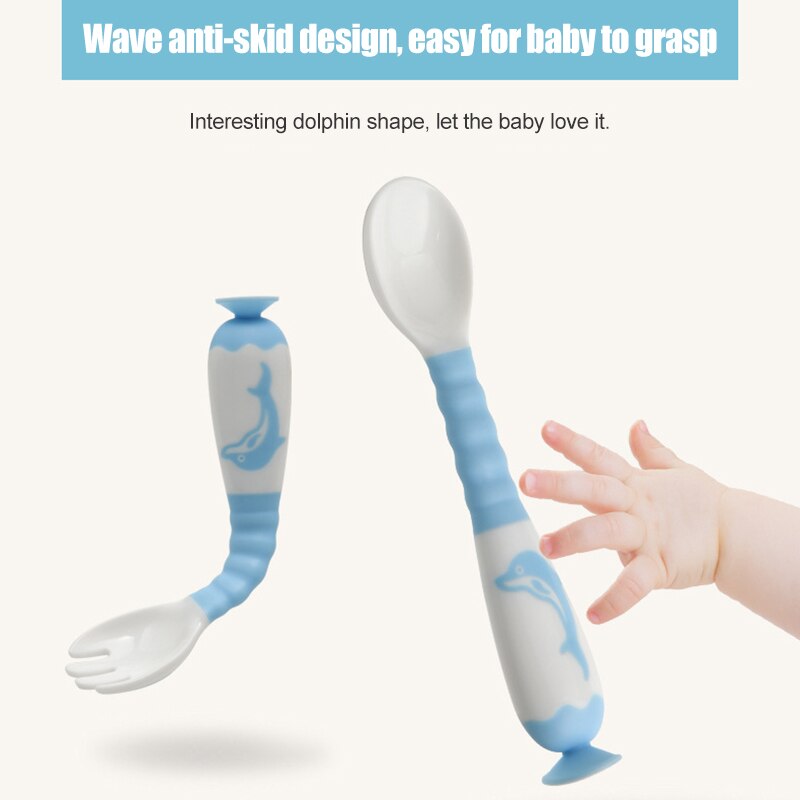 Baby sucker twist ske gaffel sæt ergonomisk træning bærbar til drenge piger dnj 998