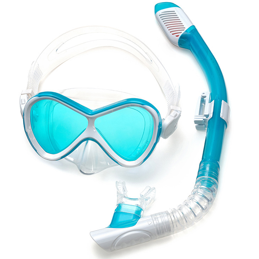 Ensemble de plongée en apnée pour enfants, lunettes de natation Anti-buée avec jupe en Silicone, équipement pour garçons et filles: Black Blue