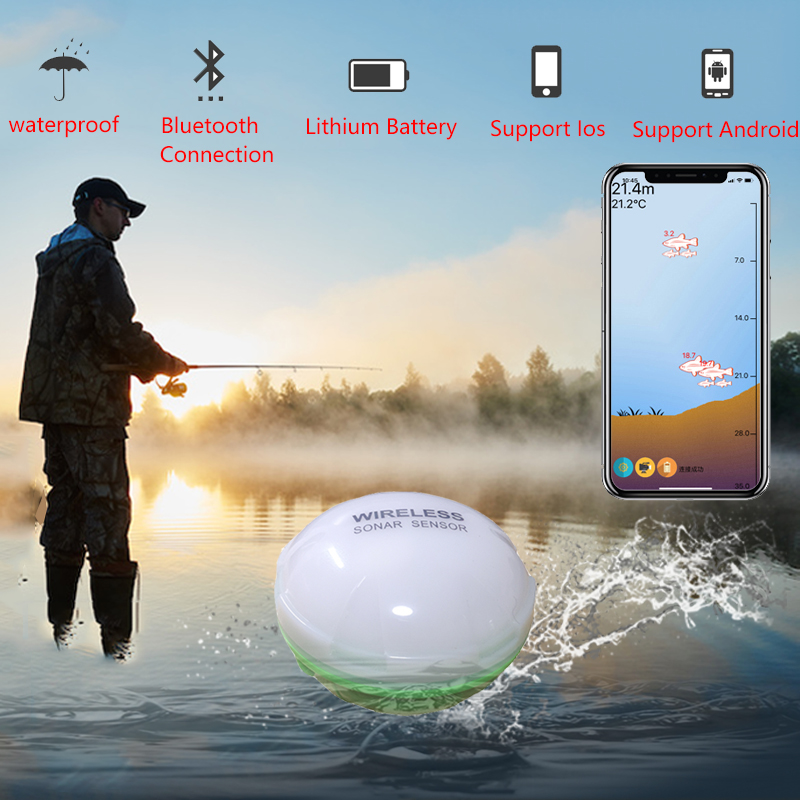 Portable Fish Finder Bluetooth Draadloze Echolood Sonar Sensor Diepte Fishfinder voor Lake Zee Vissen IOS & Android