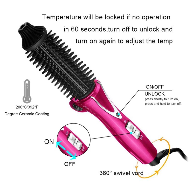 Cooliss brosse baril fer à friser ionique électrique rond brosse chauffante pliable bigoudi lisseur cheveux friser baguette (prise ue)