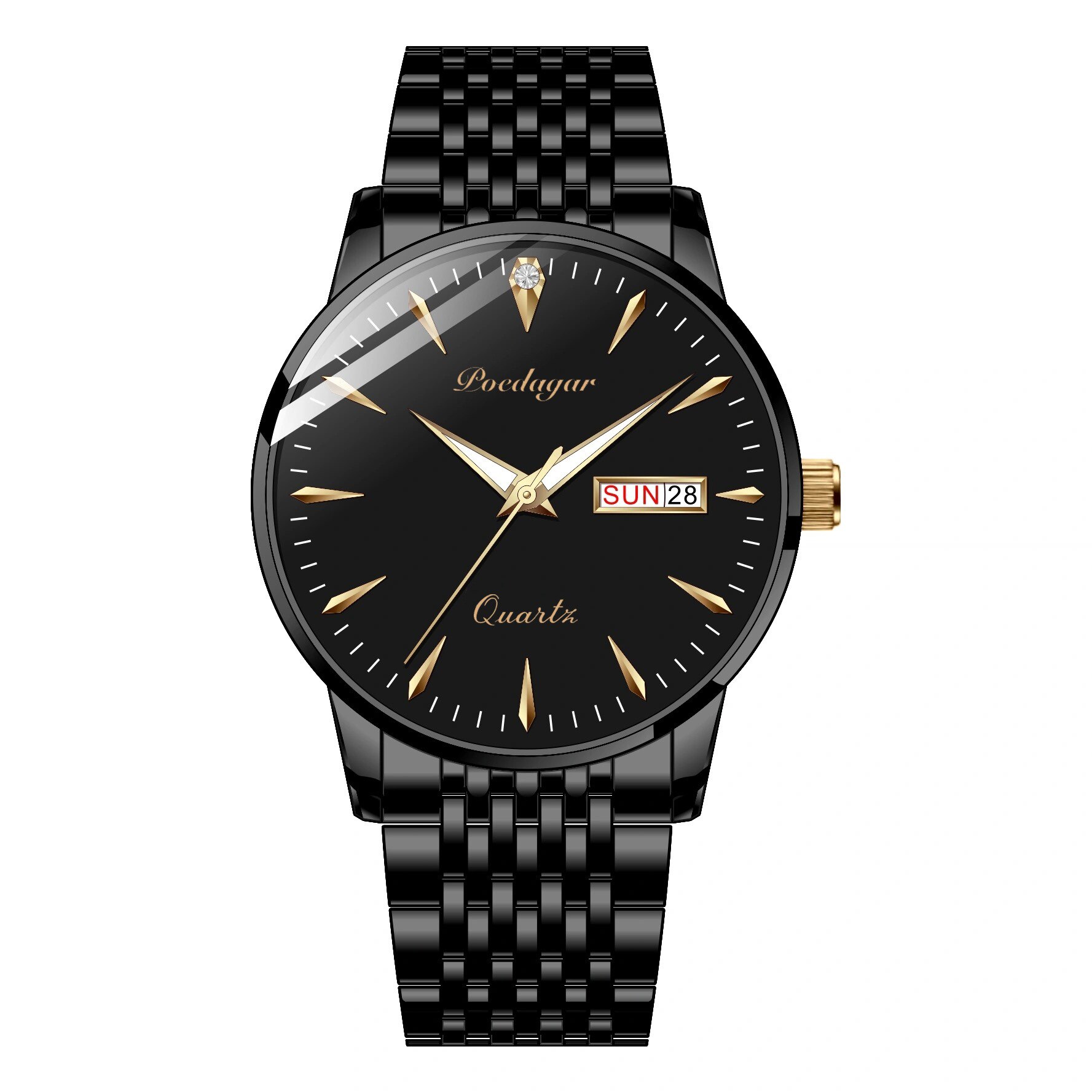 Podagar-reloj deportivo de lujo para hombre, cronógrafo de cuarzo, con fecha, resistente al agua, Masculino,: black2