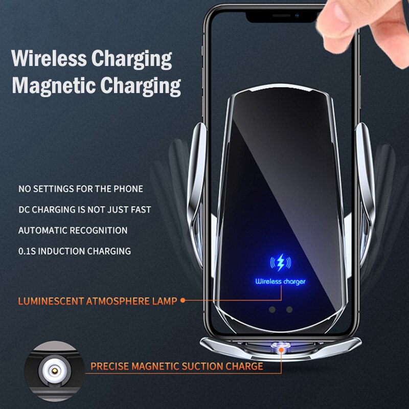 15W Car Wireless Charger for Samsung Galaxy A12 A22 A32 A42 A52 A72 A13 A33 A53 A73 5G Magnetic Charging Automatic Clamping