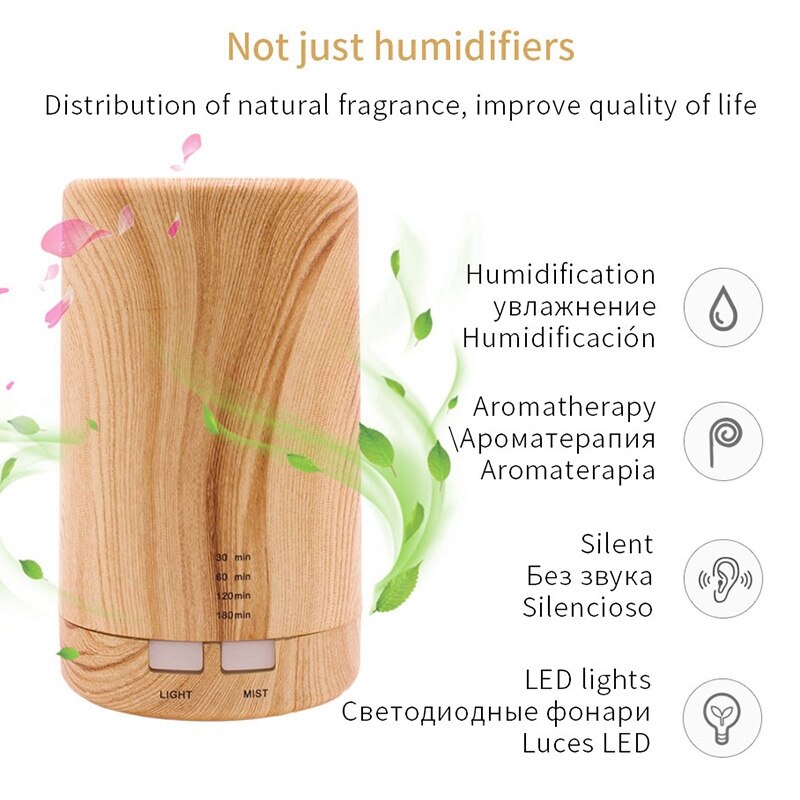 Ultrasone Air Aroma Luchtbevochtiger Klassieke Houtnerf Veiligheid Elektrische Aromatherapie Etherische Olie Diffuser Voor Thuis