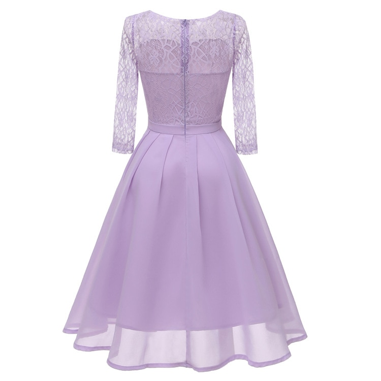 Jul veckade chiffong lila spets kvinnor klänningar kväll fest fantastisk klänning höst vintage vestidos